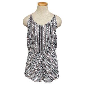 Dolce Vita Romper V-Neck Open Back Geometric Designs Black Pink Size Small S